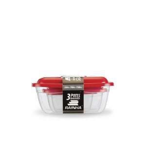 POTE RAINHA C/3 350ML QUAD TRANSP 347